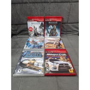 PS3 Lot of 6 Games Assassins Creed Uncharted Blazing Angels CIB TESTED & Working